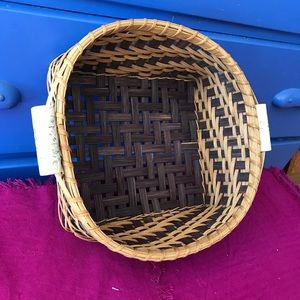 Handwoven Square Bottom Basket w/ pottery handles
